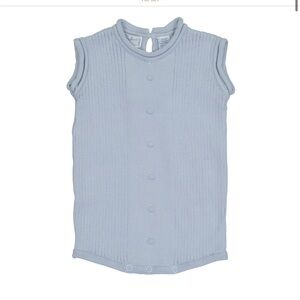 Feltman Bros Ribbed Knit Baby Romper Blue